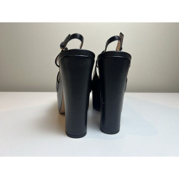 GUCCI SHOES PLATFORM BLACK LEATHER SLINGBACK PUMPS w HORSEBIT $1,100 sz 39 9 - Picture 5 of 9